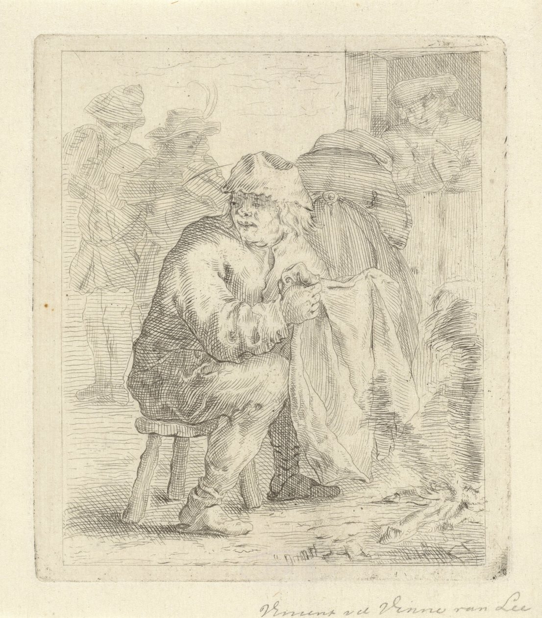 Homme sur un tabouret près d