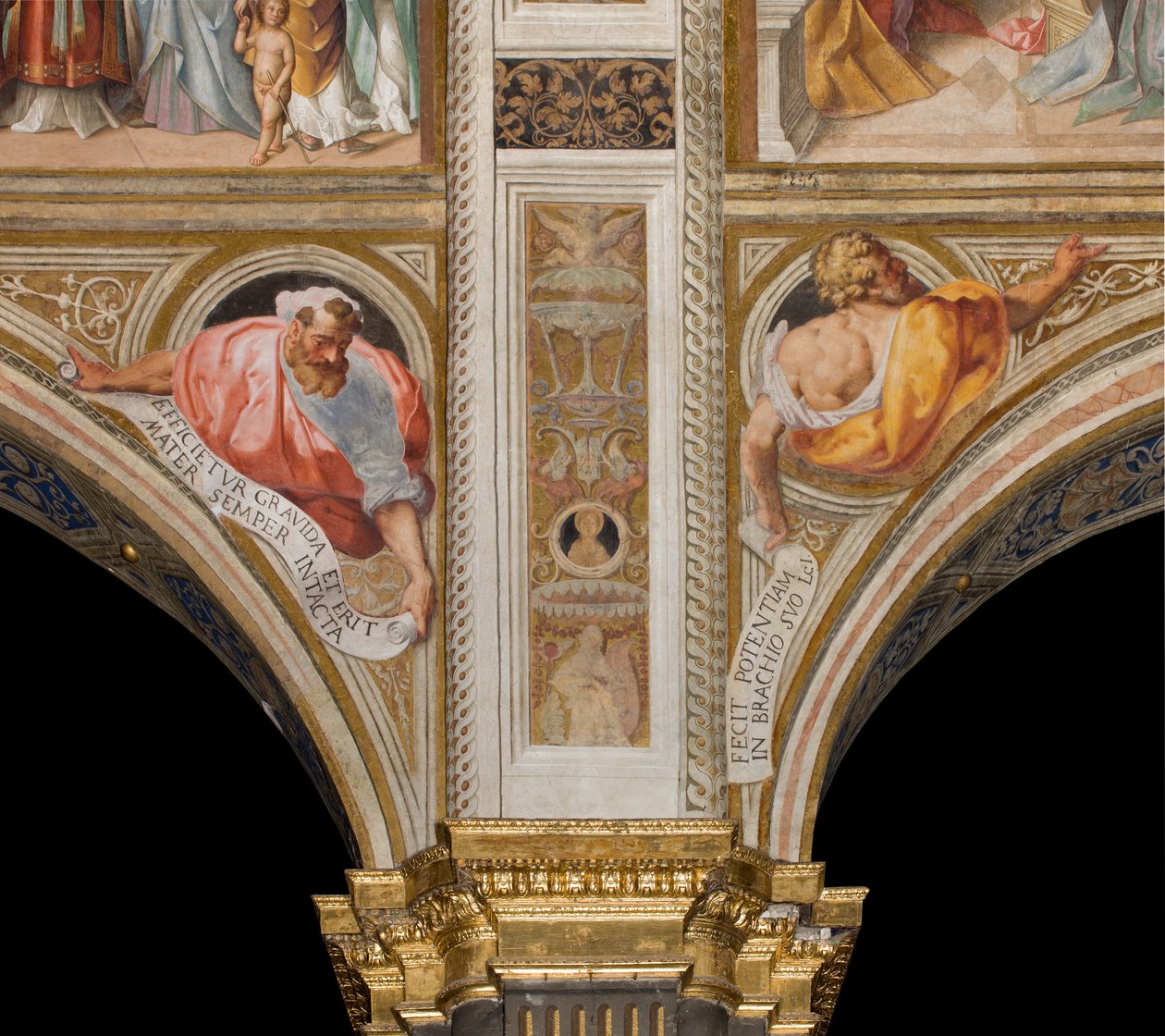 Nef centrale, Plume deuxième et troisième travée nord, Vincenzo Campi 1573, Bustes avec prophètes - Vincenzo Campi