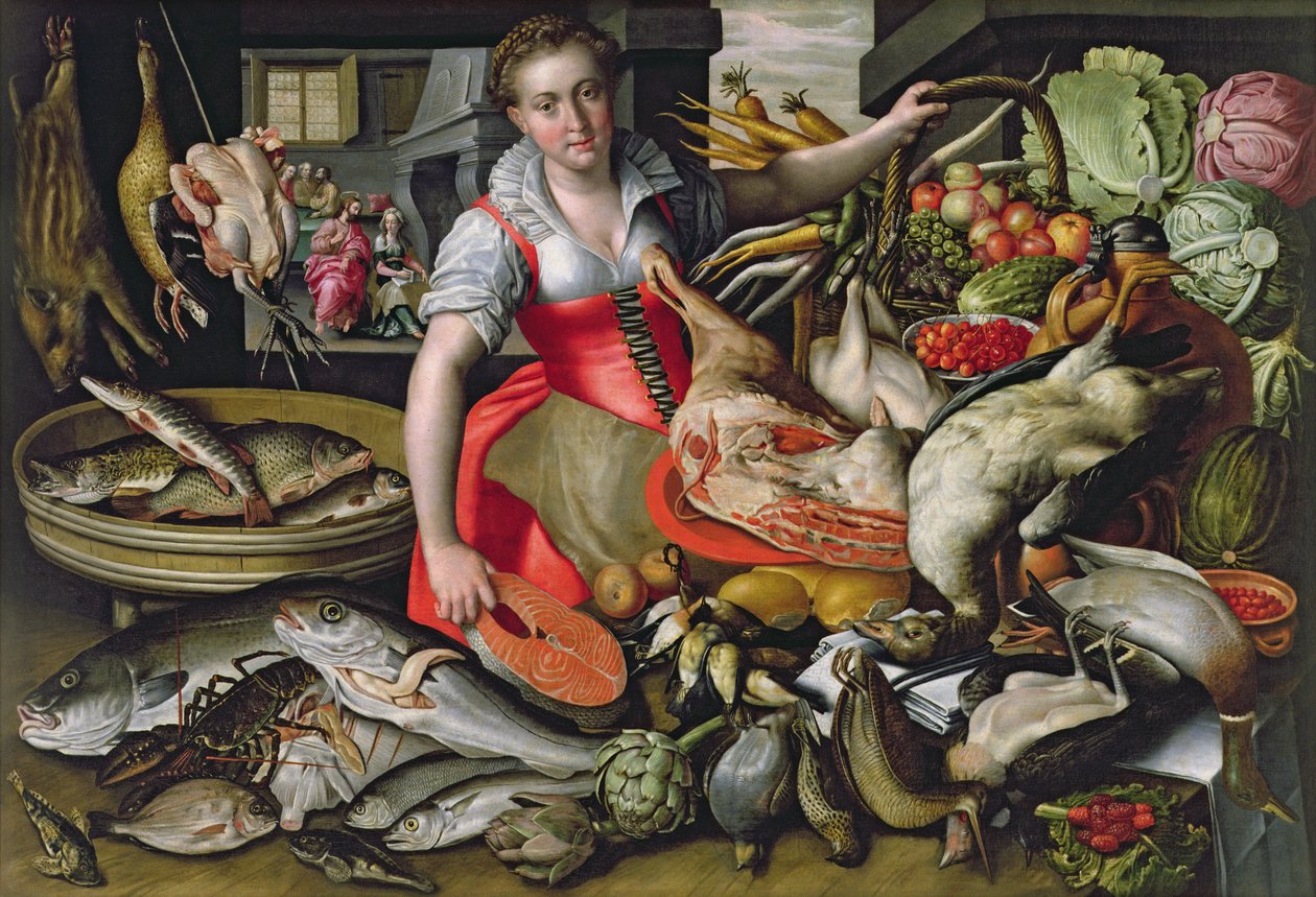 Marthe préparant le repas pour Jésus ou Jésus à la maison de Marthe et Marie - Vincenzo Campi