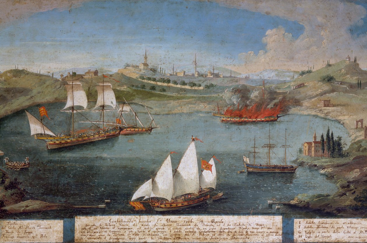 Bataille navale entre les navires vénitiens de Marco Ivanovich Dobrota et les navires turcs, 19 avril - Vincenzo Chilone
