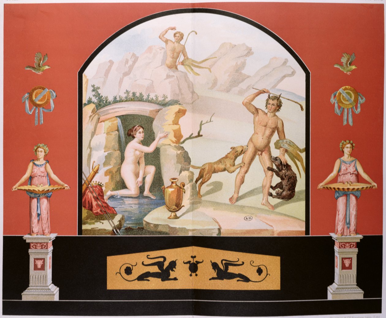 Actéon découvre la déesse Diane à son bain, reconstruction d