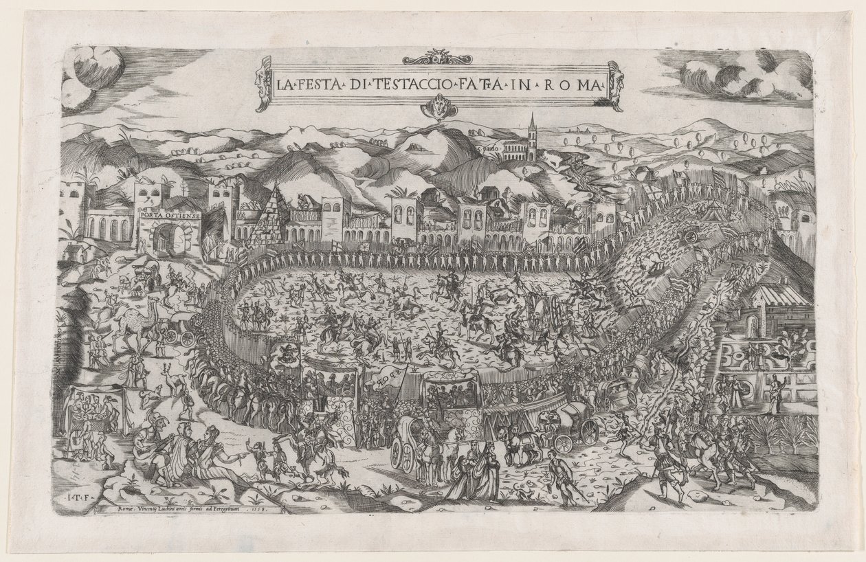 Speculum Romanae Magnificentiae : Jeux de carnaval tenus au Mont Testaccio à Rome - Vincenzo Luchino