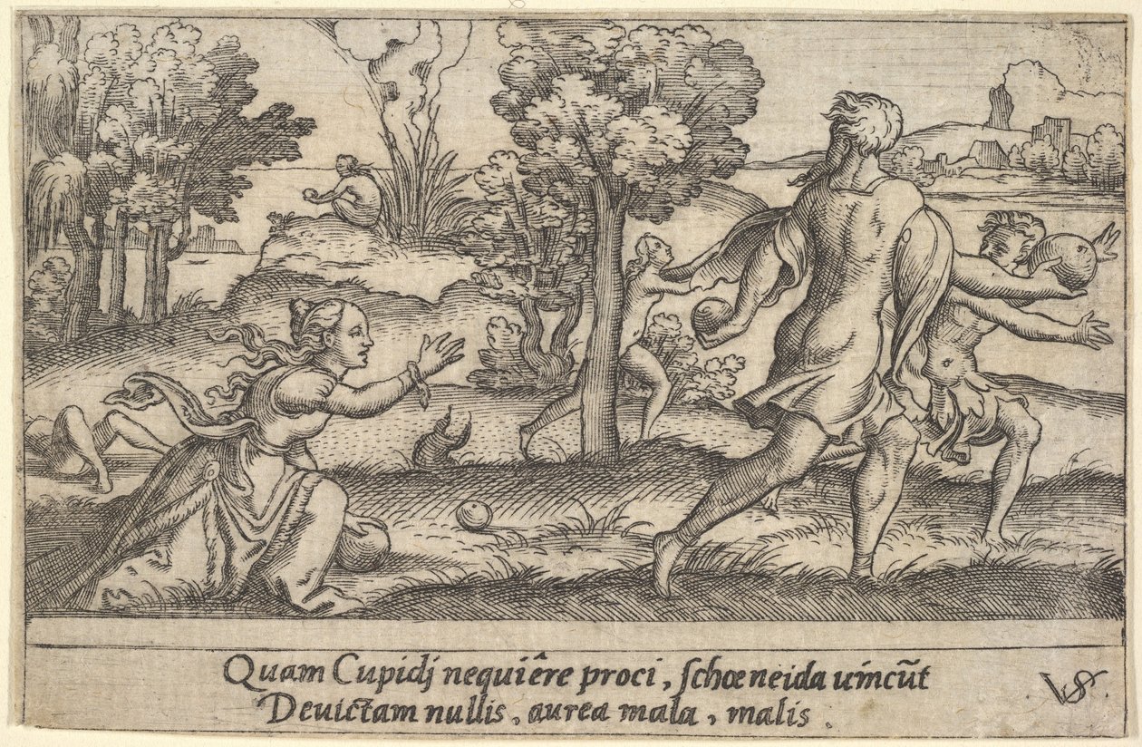 Atalante et Hippomène, au premier plan Atalante s