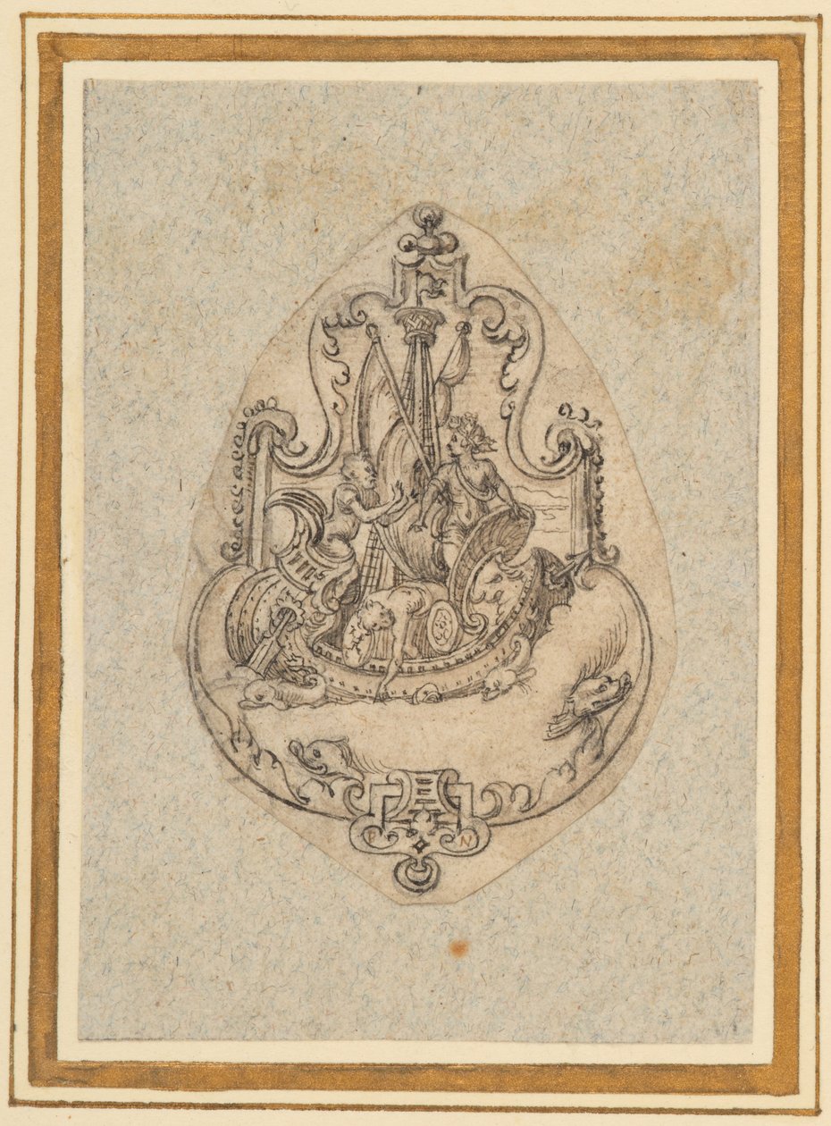 Conception pour un pendentif représentant Bacchus en mer - Virgilius the elder Solis