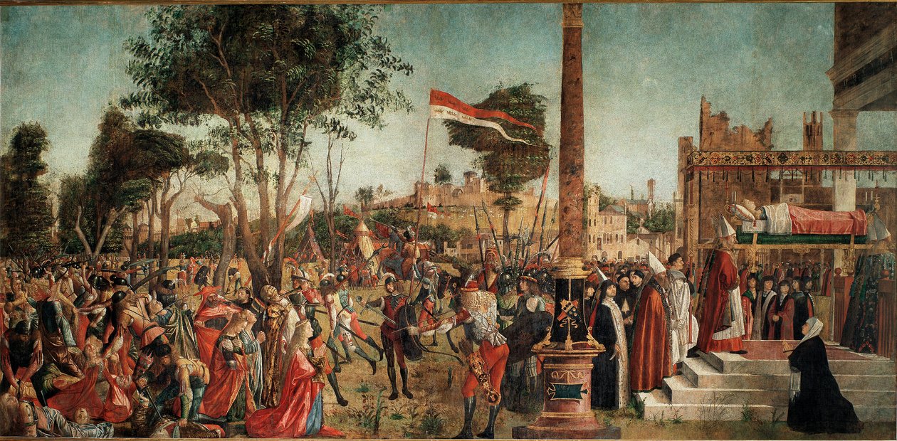 Cycle de la vie de Sainte Ursule : le Martyre des Pèlerins et les Funérailles de Sainte Ursule - Vittore Carpaccio