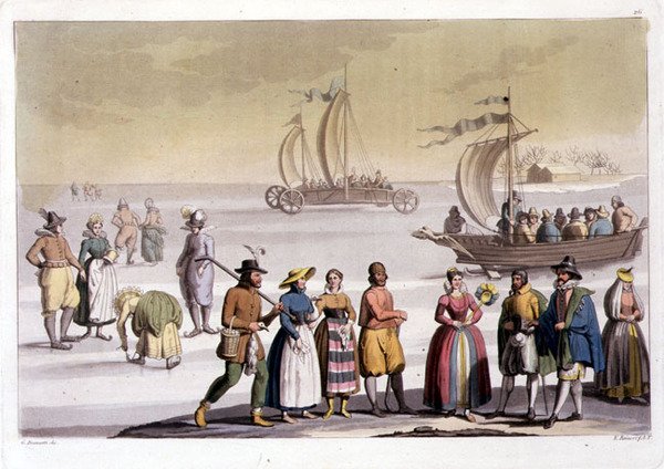 Scène de patinage néerlandaise gravée par G. Bramatti - Vittorio (after) Raineri