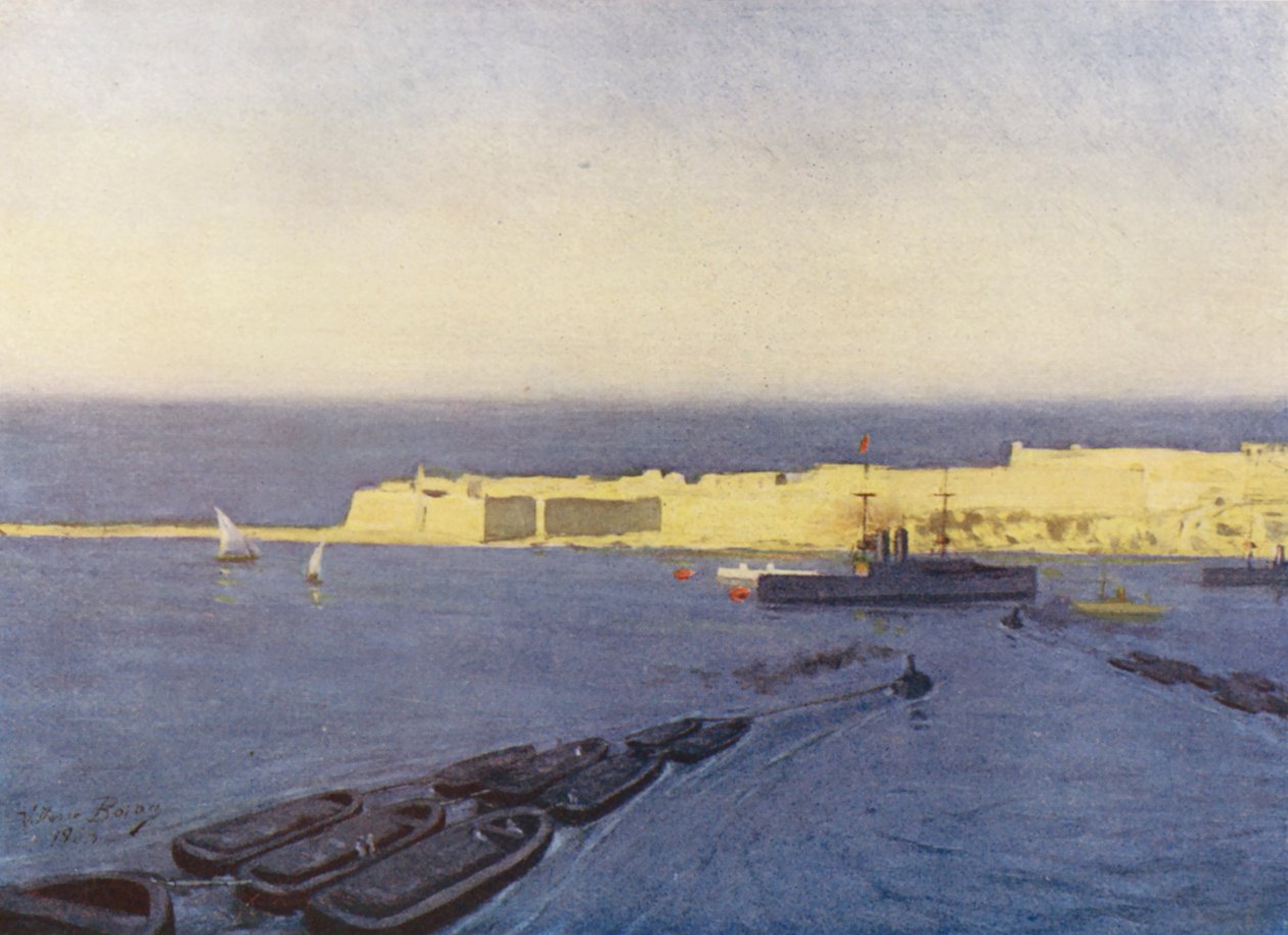 Malte : Fort Ricasoli, La Valette (lithographie couleur) - Vittorio Boron