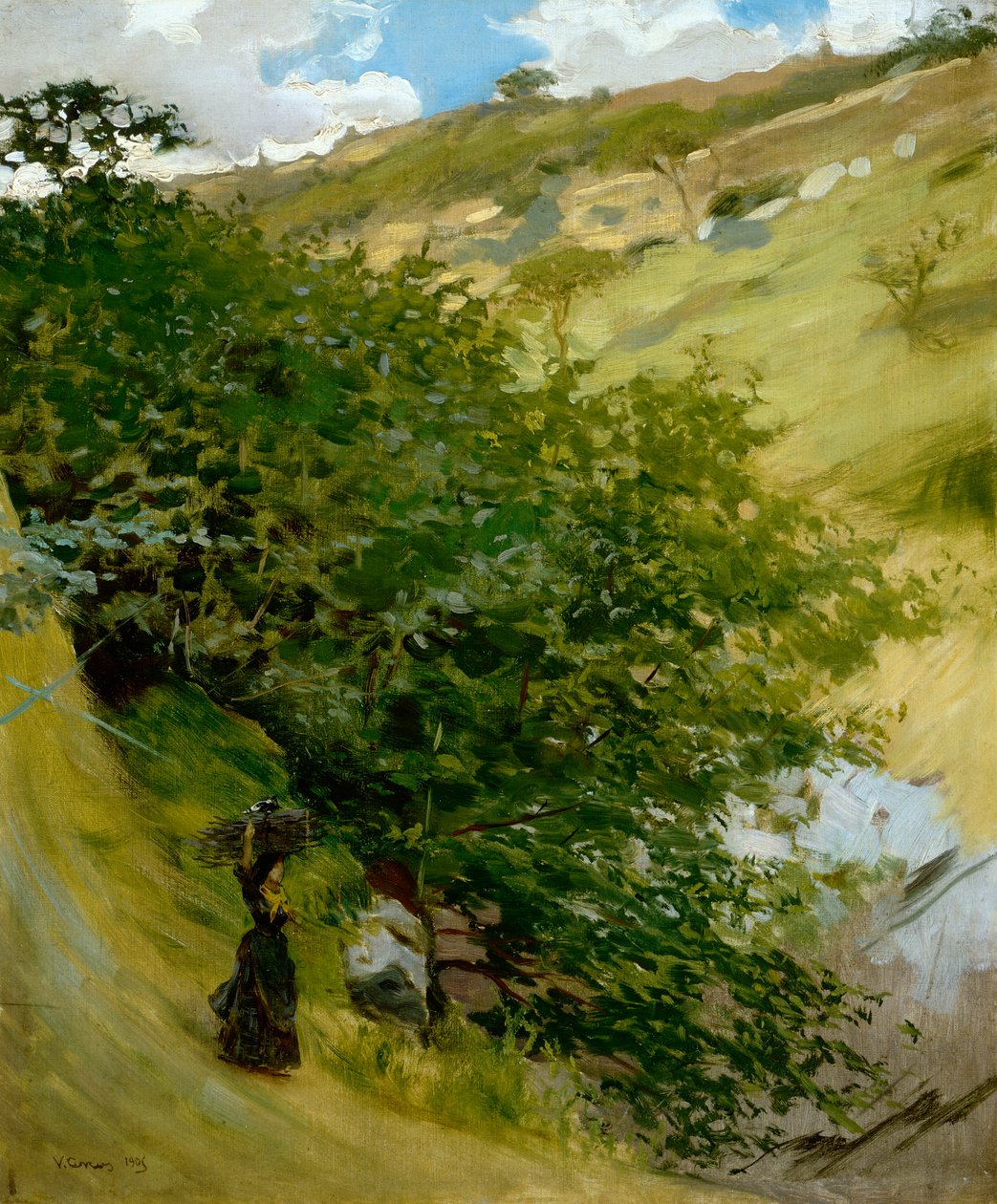 Tas de bois dans le paysage par Vittorio Matteo Corcos (1859-1933) - Vittorio Matteo Corcos