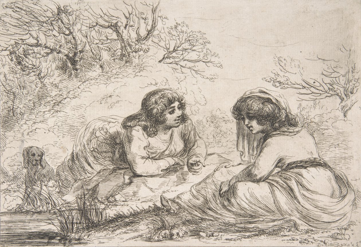 Deux femmes dans un paysage, fin 18ème-début 19ème siècle - Vivant Denon
