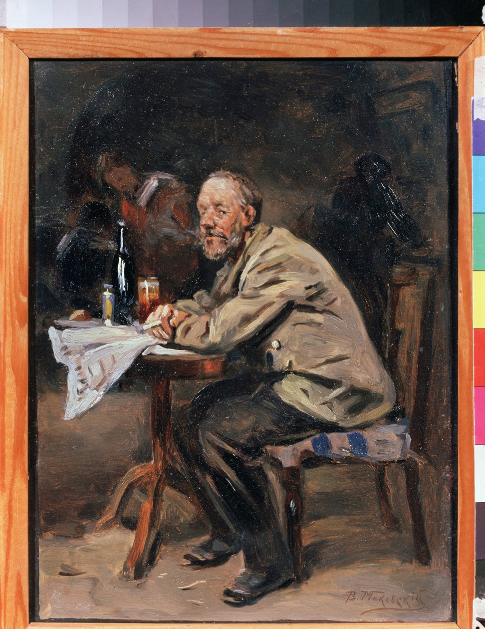 Un buveur. Peinture de Vladimir Yegorovich Makovski (Makovsky, Makovskij) (1846-1920) - Vladimir Egorovic Makovsky