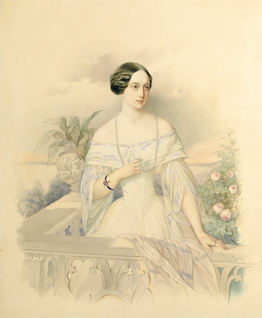 Portrait de la Grande-Duchesse Olga Nikolaïevna, 1846 - Vladimir Ivanovich Hau