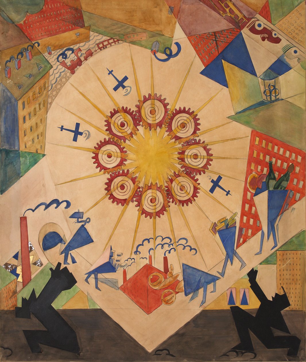 Terre promise. Décor de scène pour la pièce de théâtre Mystery-Bouffe de Vladimir Maïakovski, 1919 - Vladimir Vladimirovich Mayakovsky