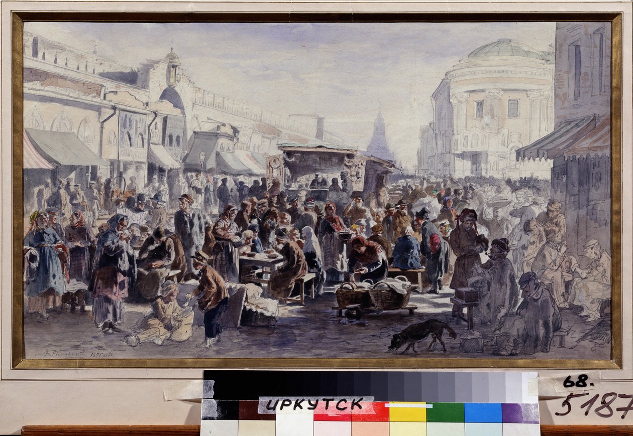 Le marché aux puces à Moscou - Vladimir Yegorovich Makovski