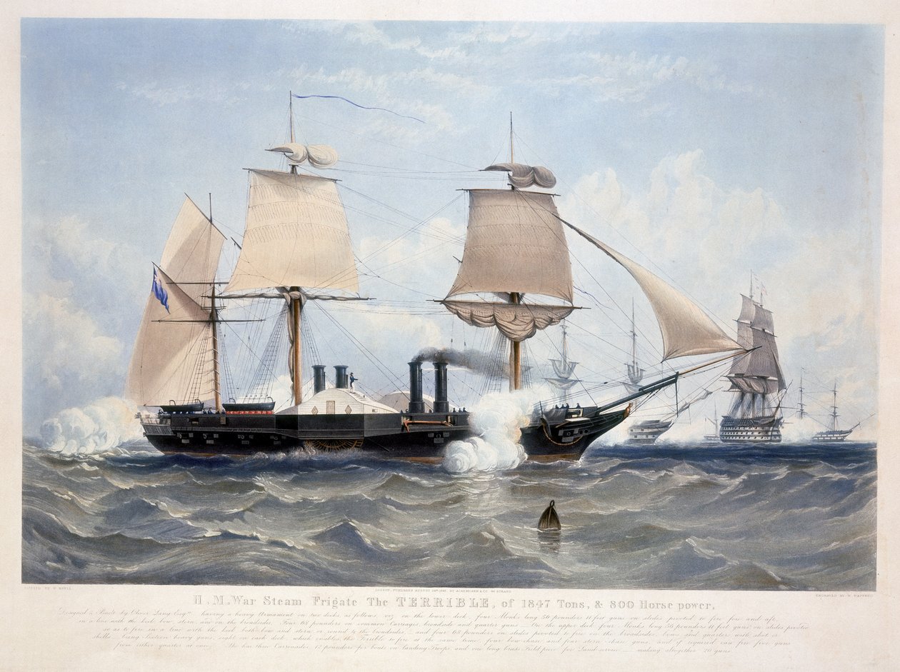 HMS Terrible, gravé par Henry Papprill, 1845 - W. after Knell