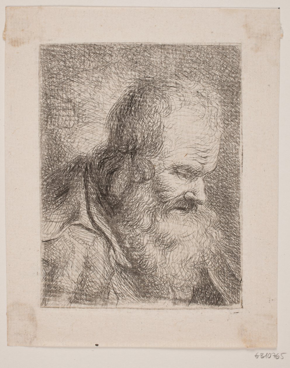 Vieil homme barbu, buste - W.A. Müller