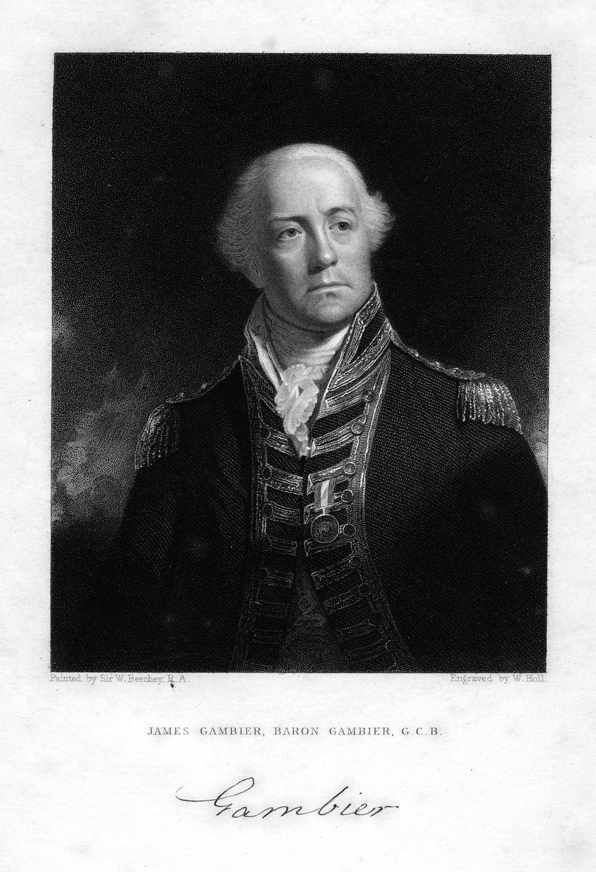 Amiral James Gambier 1756-1833, 1er baron Gambier, 1837 - W. Holl