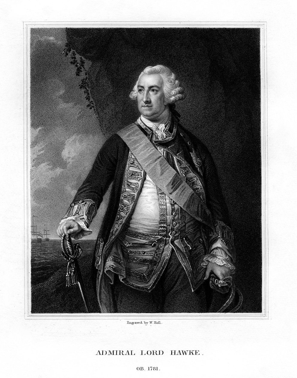 Edward Hawke, 1er baron Hawke, amiral britannique, 1833 - W. Holl