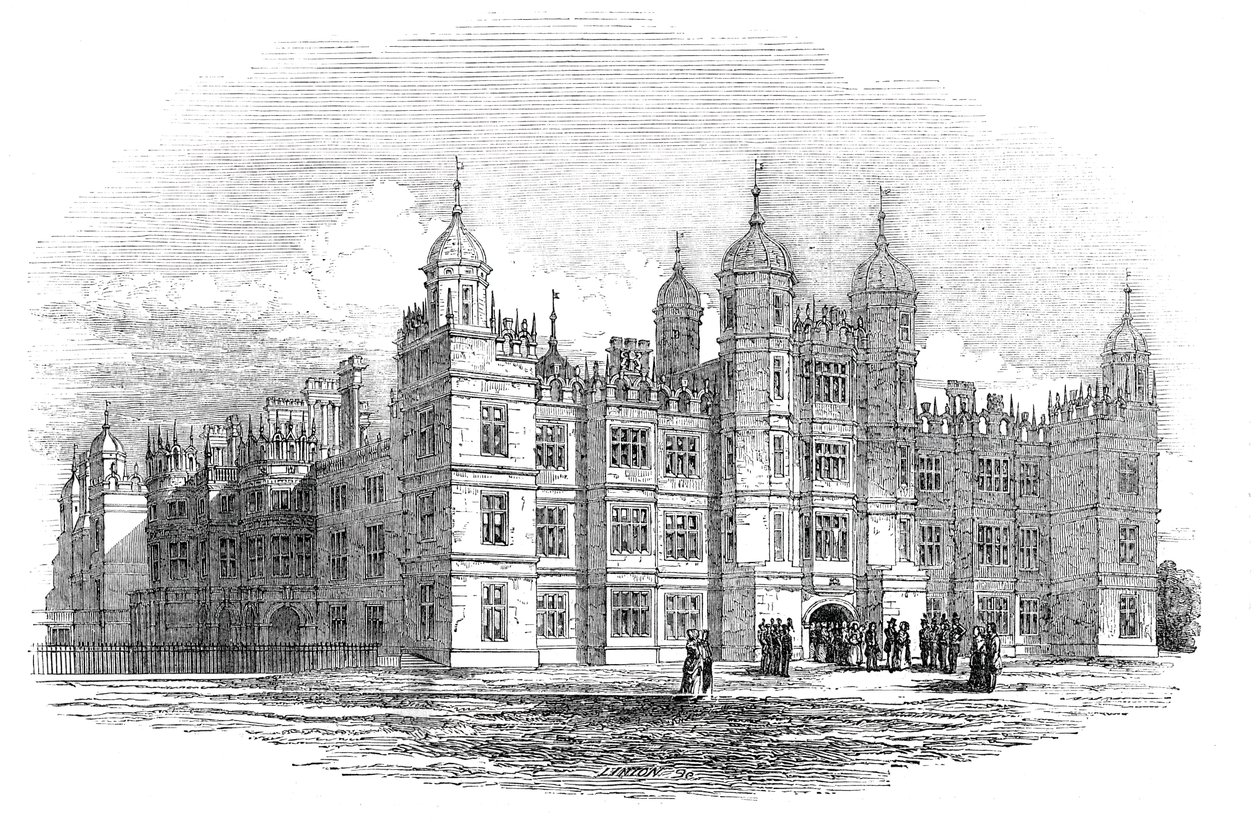Burghley House - façade nord, 1844 - W. J. Linton