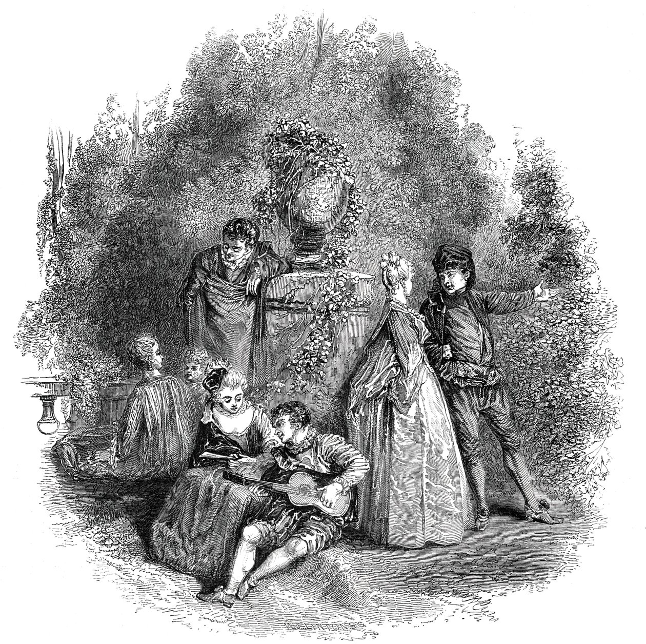 Scène de Watteau en 1644 - W. J. Linton