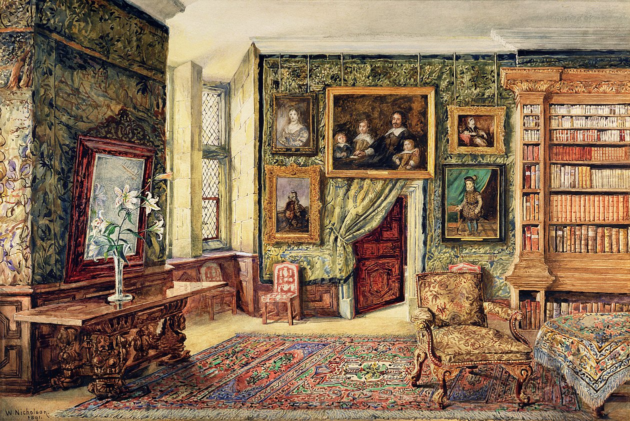 La Bibliothèque de Hardwick Hall, Derbyshire, 1891 - W. Nicholson