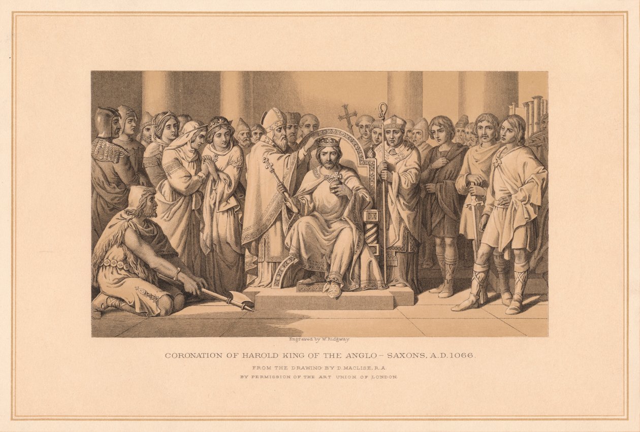 Couronnement de Harold Roi des Anglo-Saxons, 1066 - W Ridgway