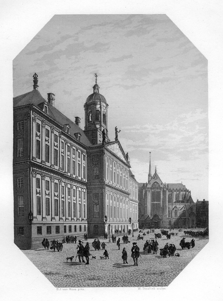 Hôtel de ville à Amsterdam, Pays-Bas, vers 1870 - W. Steelink