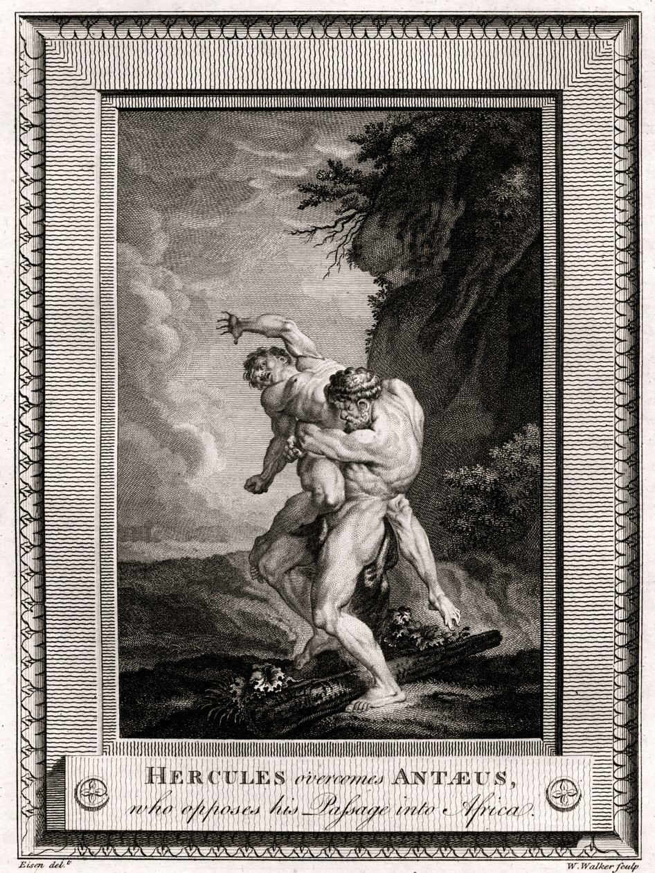 Hercule vainc Antée, qui s