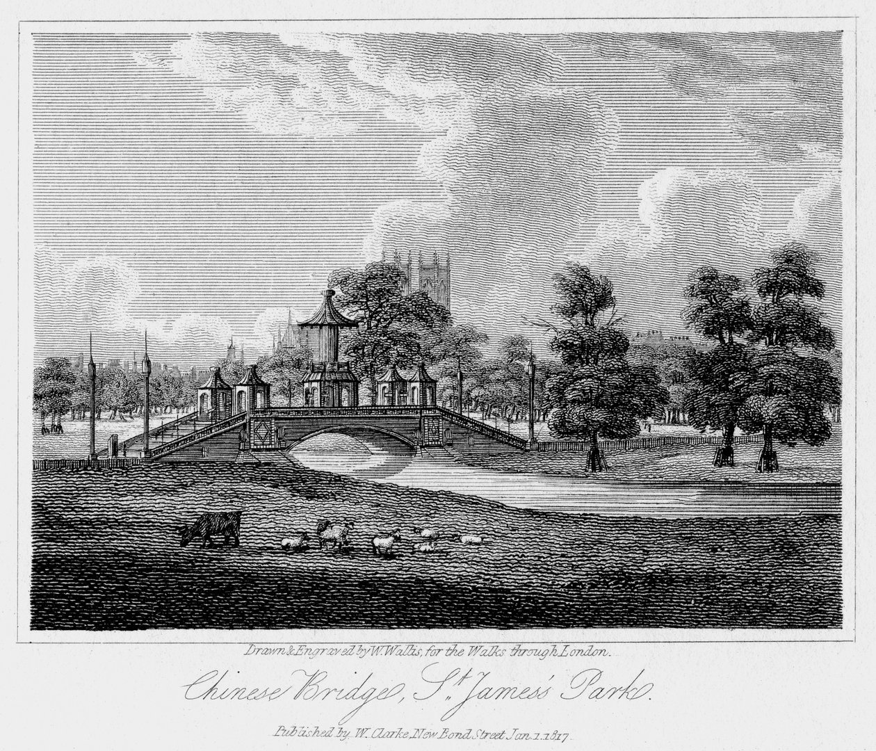 Pont chinois, parc St James, Westminster, Londres - W. Wallis