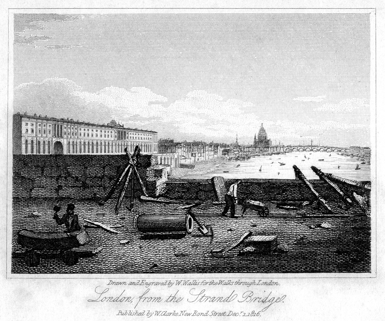 Londres depuis le pont du Strand, 1816 - W. Wallis