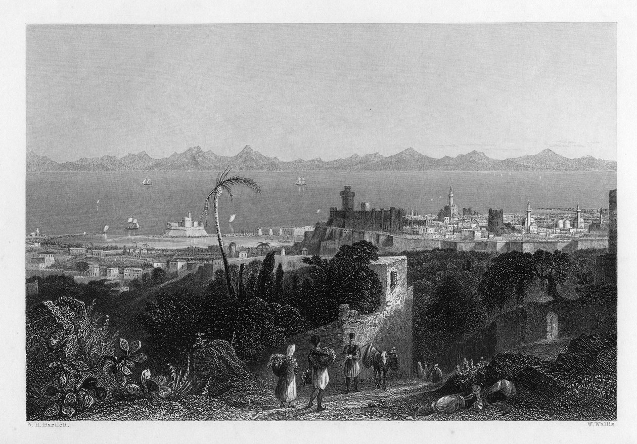 Rhodes, depuis les hauteurs près de la villa de Sir Sidney Smith, 1841 - W. Wallis