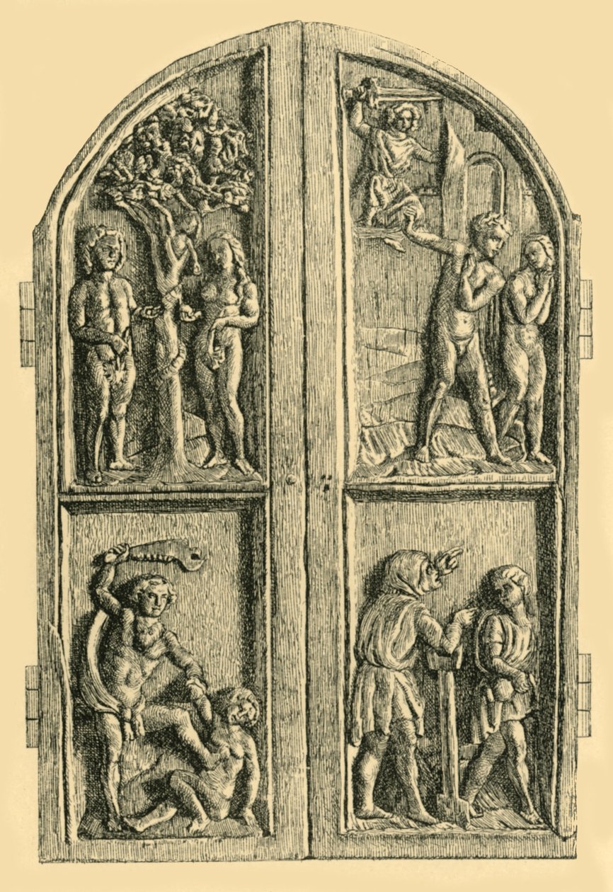 Diptyque en bois avec des scènes du Livre de la Genèse, milieu du XIXe siècle, 1881 - W. Wise