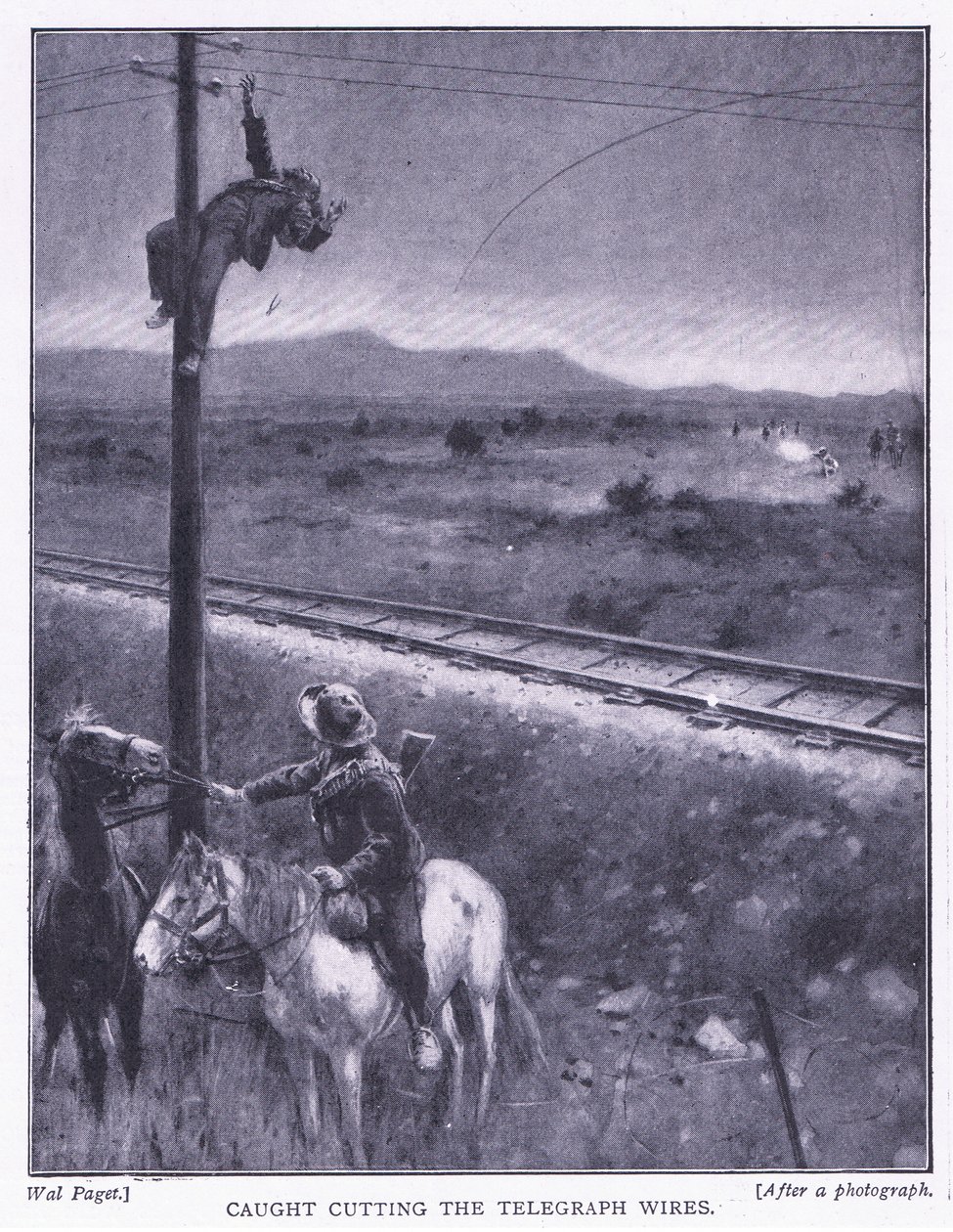 Pris en train de couper les fils, illustration de Après Pretoria : La guerre de guérilla, 1902 - Wal Paget