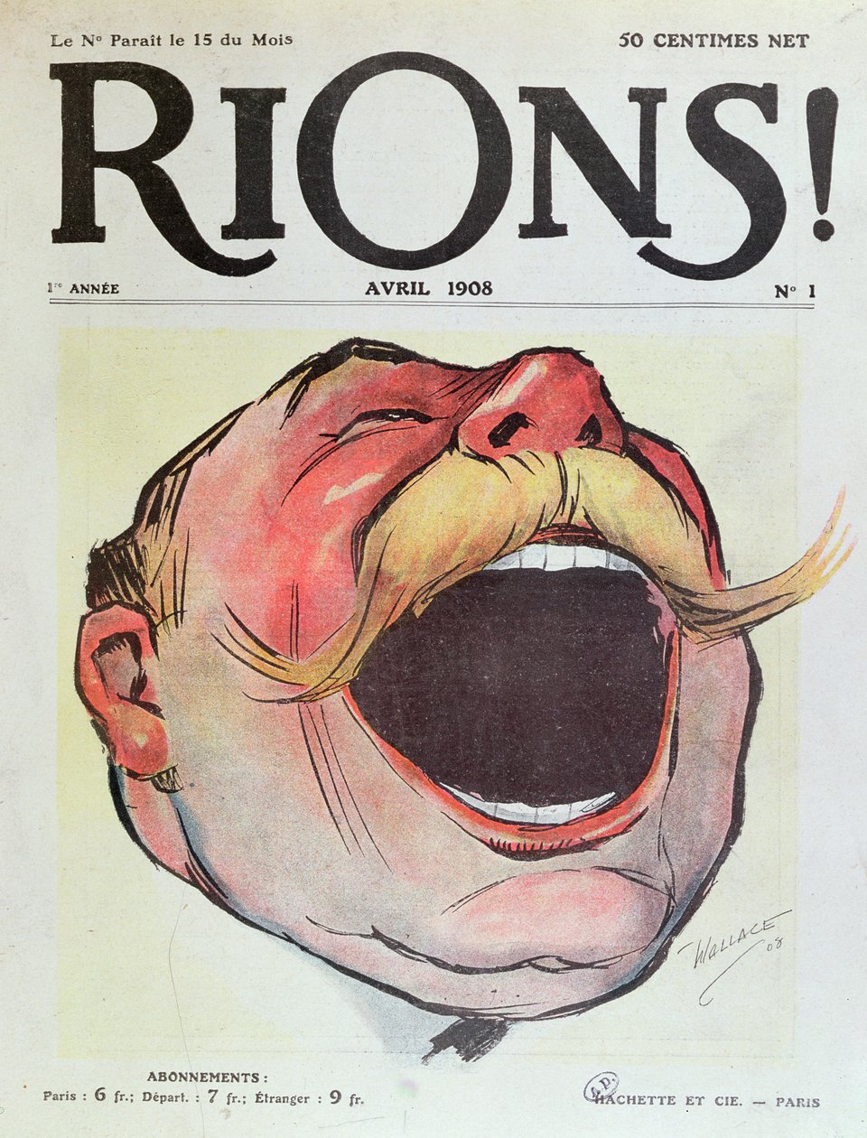 Rions, couverture du magazine Rions, 1908 - Wallace