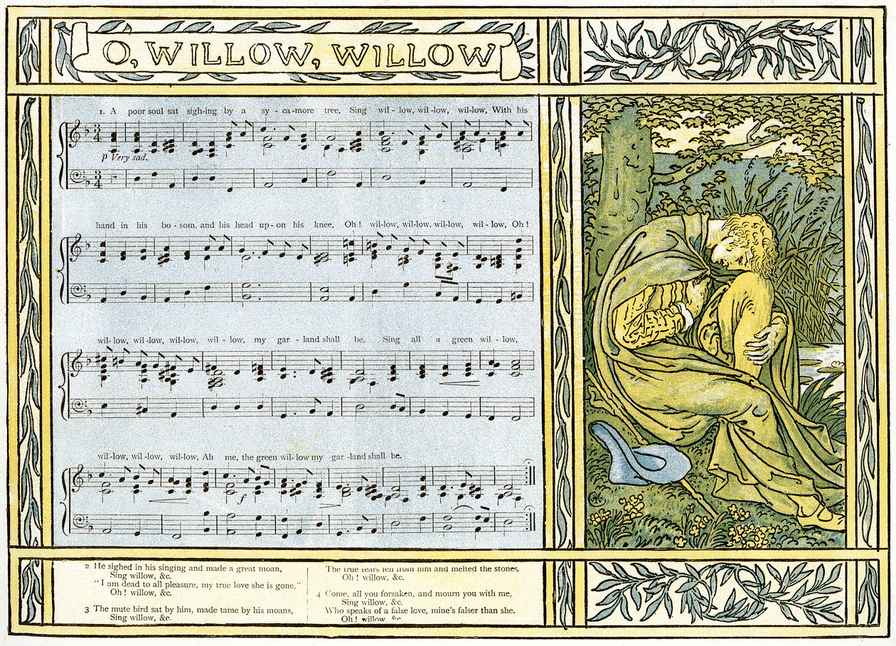O Willow, Willow, chanson folklorique anglaise traditionnelle, illustration de 