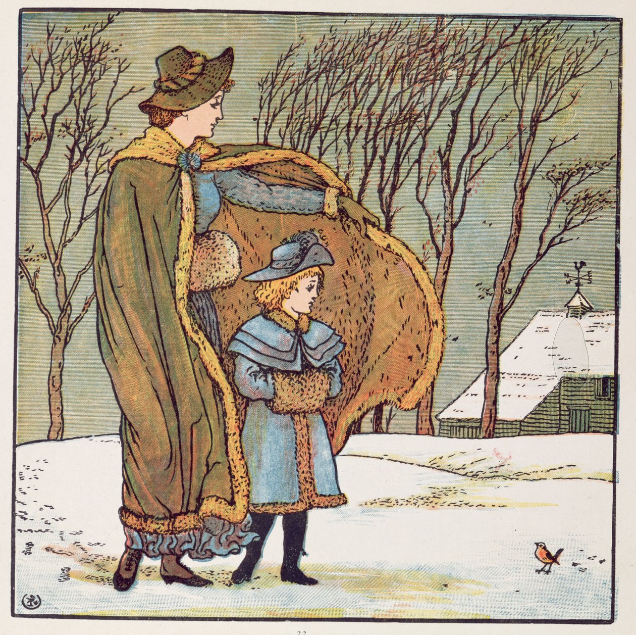 Le vent du nord et le rouge-gorge - Walter Crane
