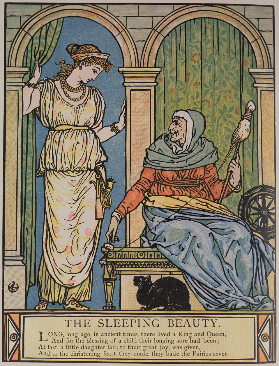 La Princesse et la vieille femme avec le rouet, illustration pour 