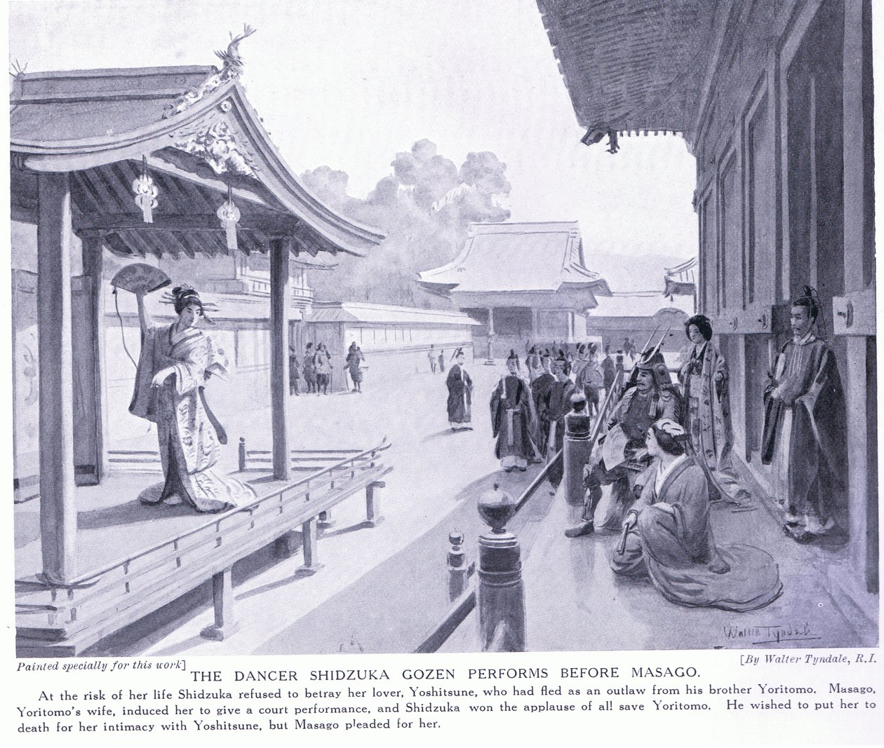 La danseuse Shidzuka Gozen se produit devant Masago - Walter Frederick Roofe Tyndale