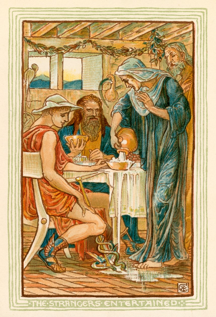 Les étrangers divertis (lithographie couleur) - Walter (after) Crane