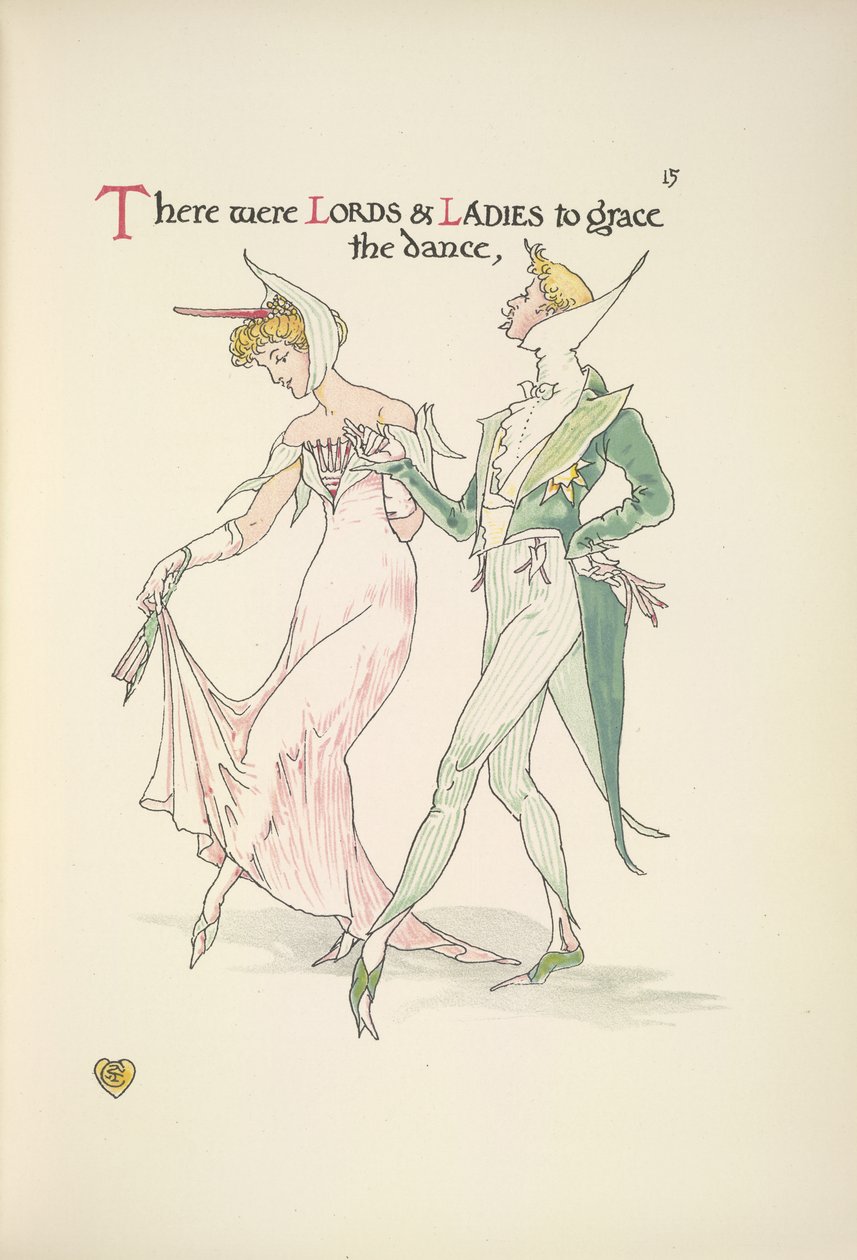 Un jeune homme et une femme se préparant à danser - Walter Crane