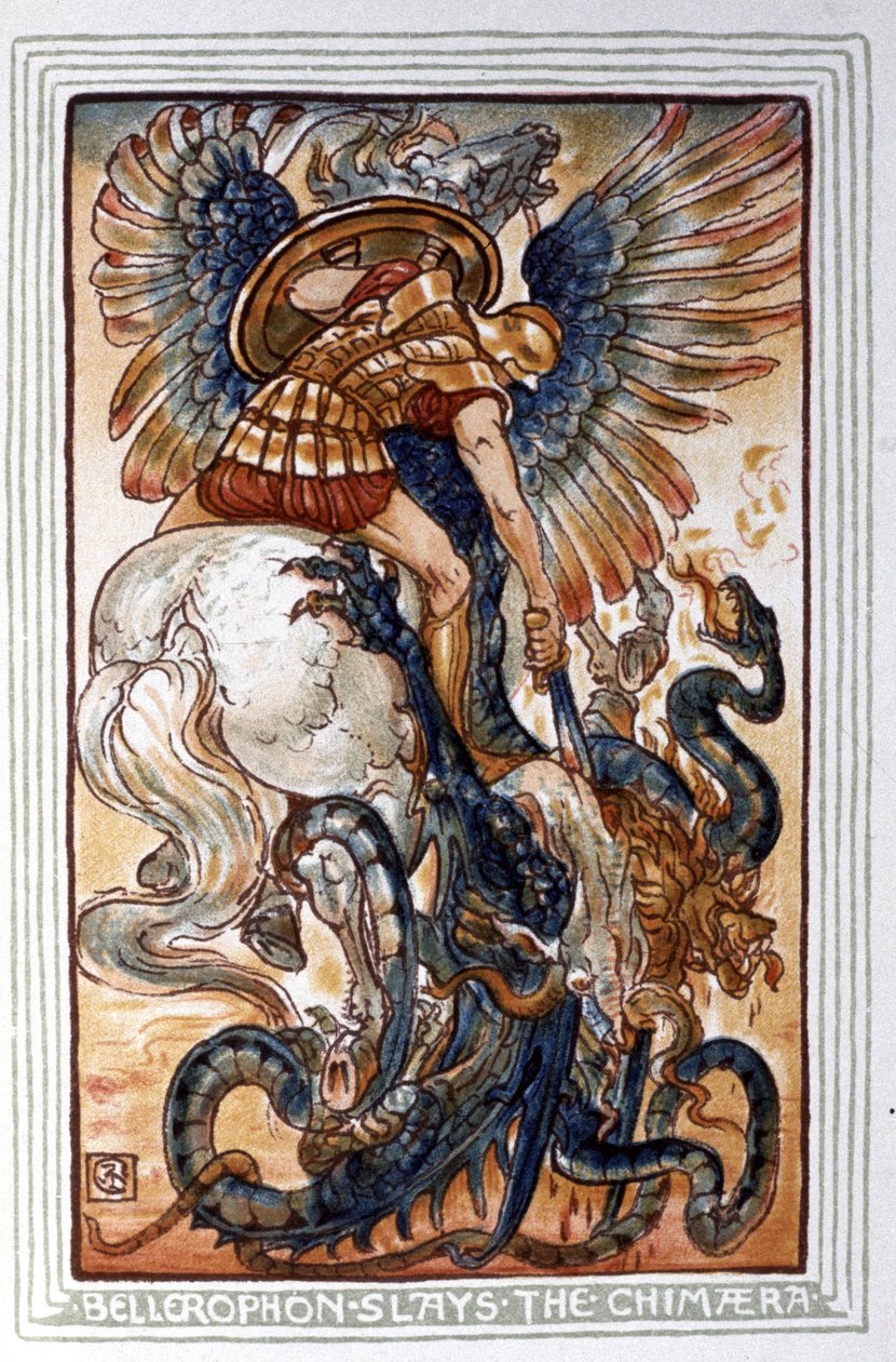 Bellérophon tuant la Chimère, vers 1900 - Walter Crane