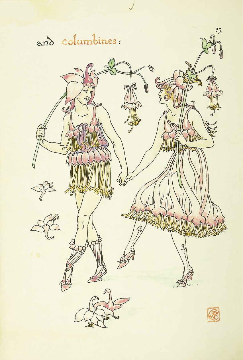 Fleurs du jardin de Shakespeare : Ancolies - Walter Crane