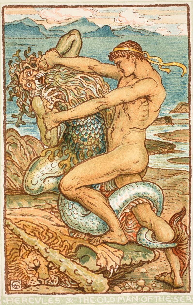 Hercule et le Vieil Homme de la Mer, illustration de 