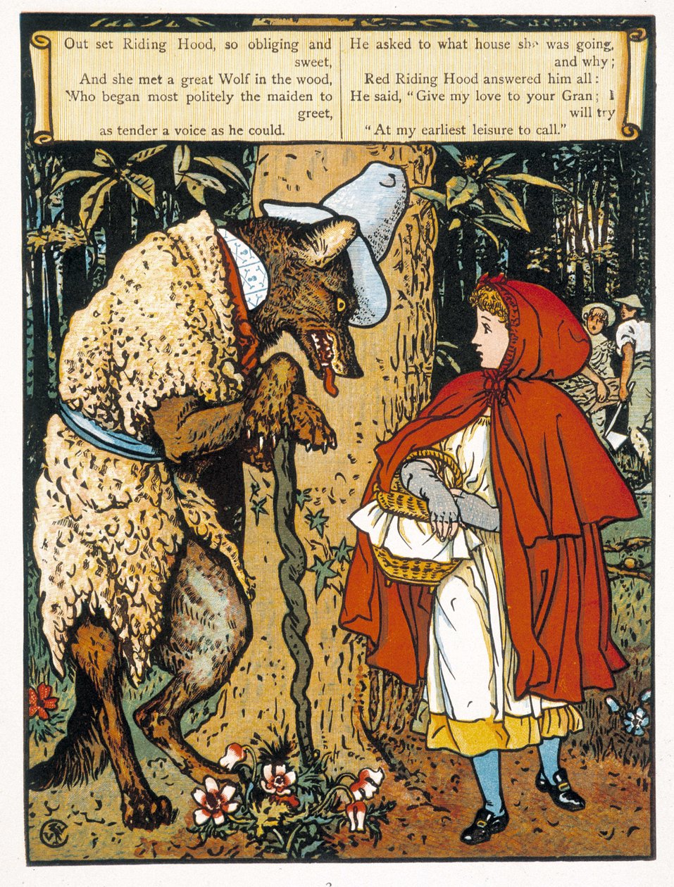 Le Petit Chaperon Rouge (rencontre avec le loup) - par John Lane, Walter Crane