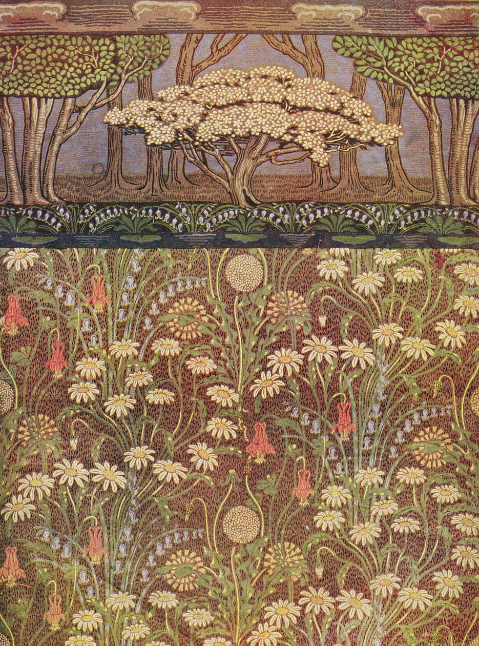 Papier peint "Le Pré" avec frise "L