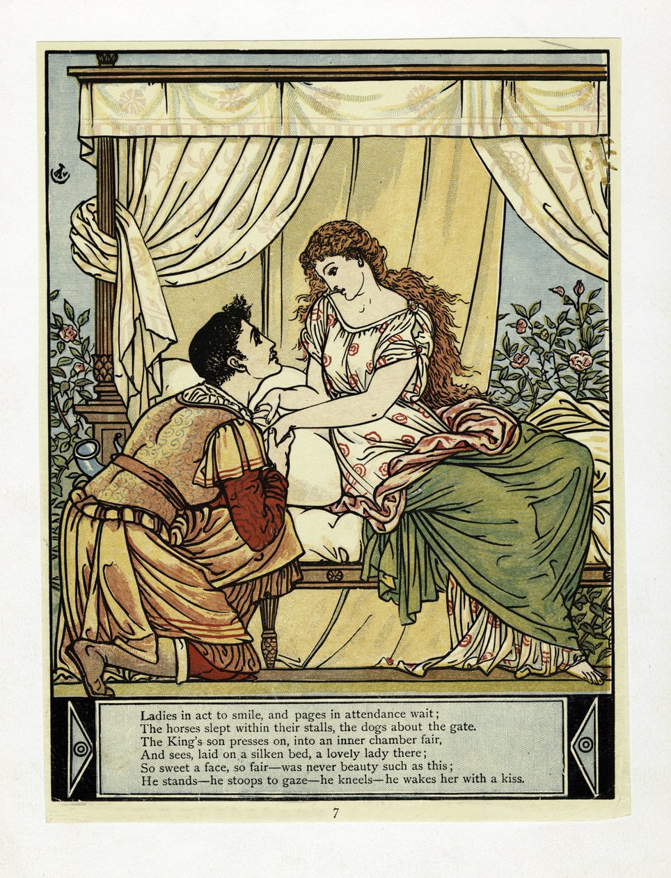 Le Prince réveille la Belle, de The Blue Beard Picture Book, pub. 1879 - Walter Crane