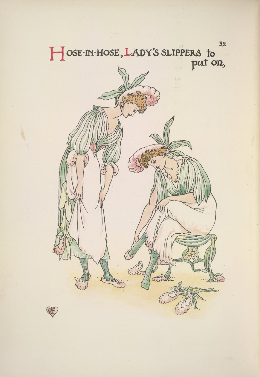 Deux dames mettant des chaussons - Walter Crane