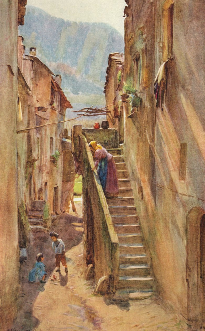 Vicolo del Ponte, Villa Nuova di Albenga, vers 1910, 1912 - Walter Frederick Roofe Tyndale