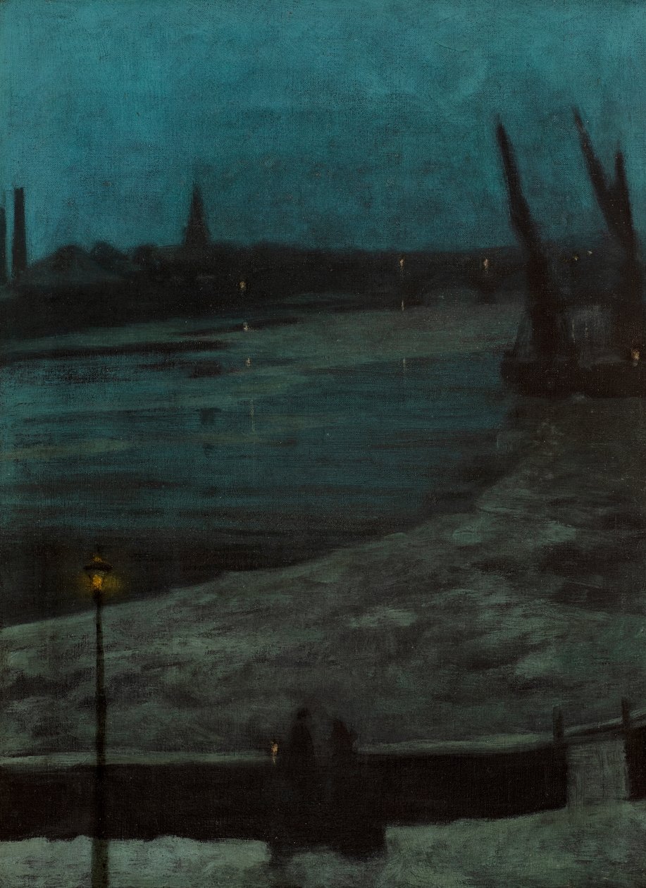 Nocturne, Battersea Reach (huile sur toile) - Walter Greaves