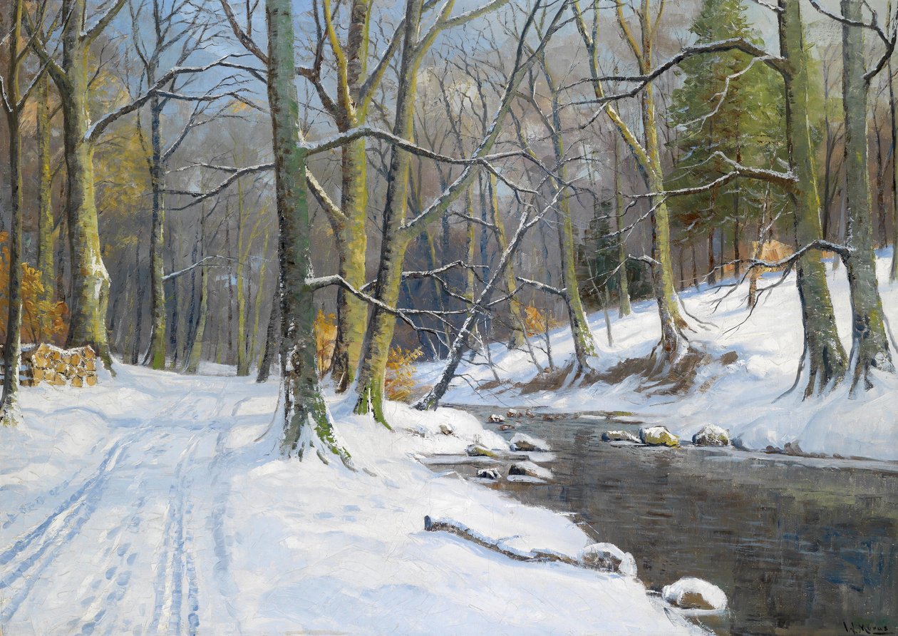 Paysage de ruisseau en hiver - Walter Moras
