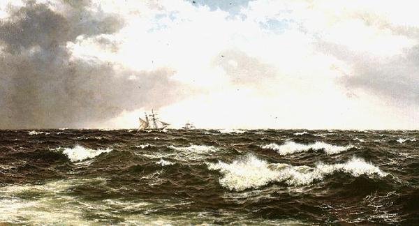 Paysage marin avec des navires en plein canal - Walter Shaw